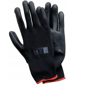 Rękawice dziane z powłoką PU rozmiar 8 M czarne