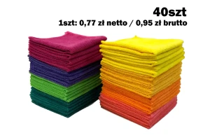 Ścierka z mikrofibry 30x30 220g 40szt mix 8 kolorów