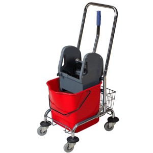 CleanPRO Wózek 25l z prasa + uchwyt  + koszyk czerwony 358897