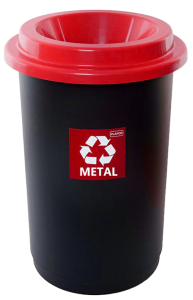 Kosz na śmieci 50l EKO BIN czerwony odpady medyczne, metal 